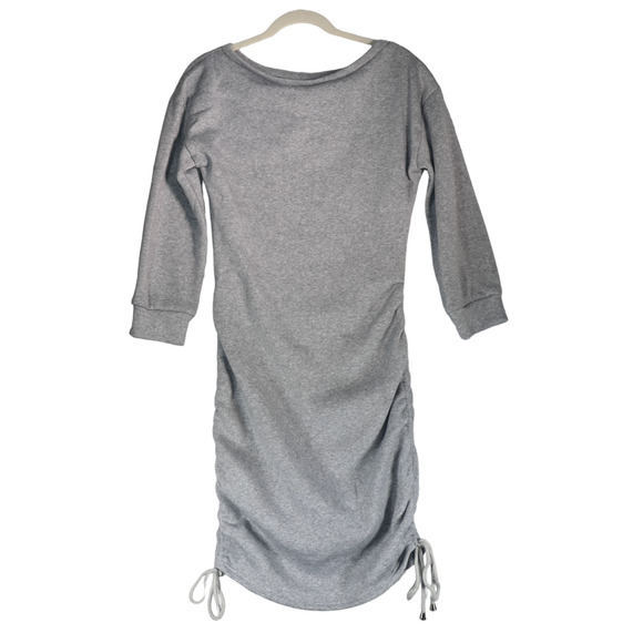 Shein Sweater Dress Women Small Gray Ruched Tie Sides Sweatshirt Athleisure - Picture 1 of 8